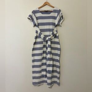 Hatch Navy and White Striped Sona Maxi Maternity Dress